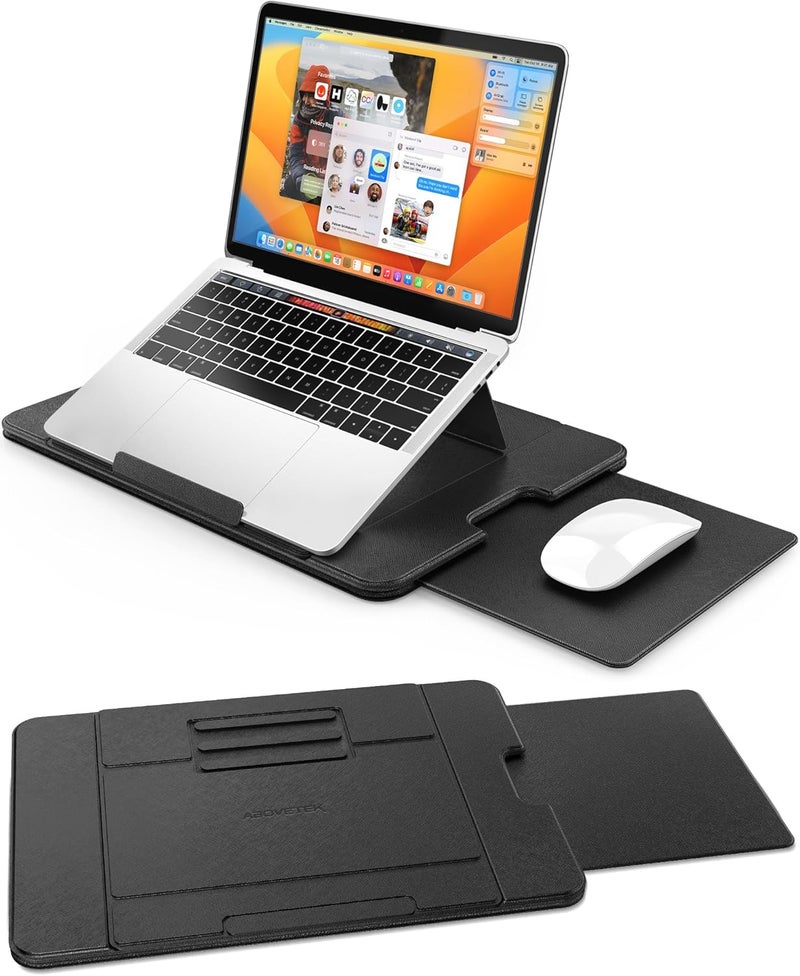 AboveTEK Adjustable Laptop Lap Desk, 3 Ergonomic Angles, PU Leather Non-Slip Surface, Heat Shield, Retractable Mouse Pad, Portable Laptop Lap pad Workstation for Bed, Sofa, Travel - Image 1